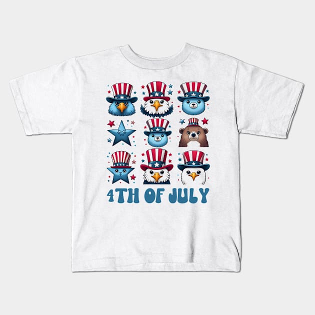 Coquette Fireworks Independence Day Oversized Bow Flag Kids T-Shirt by click2print